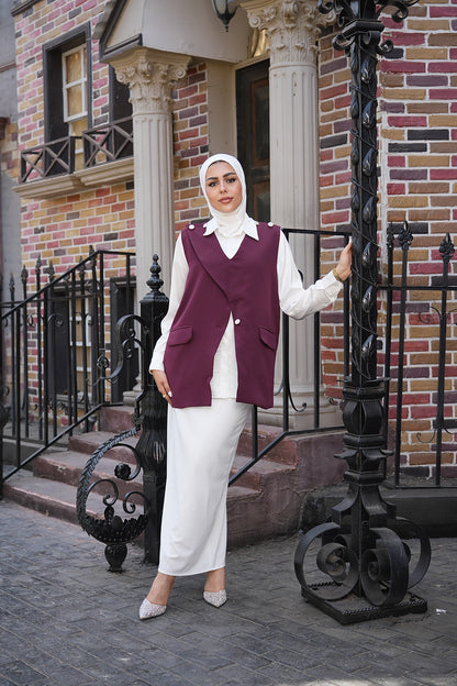 The duo-loom burgundy vest