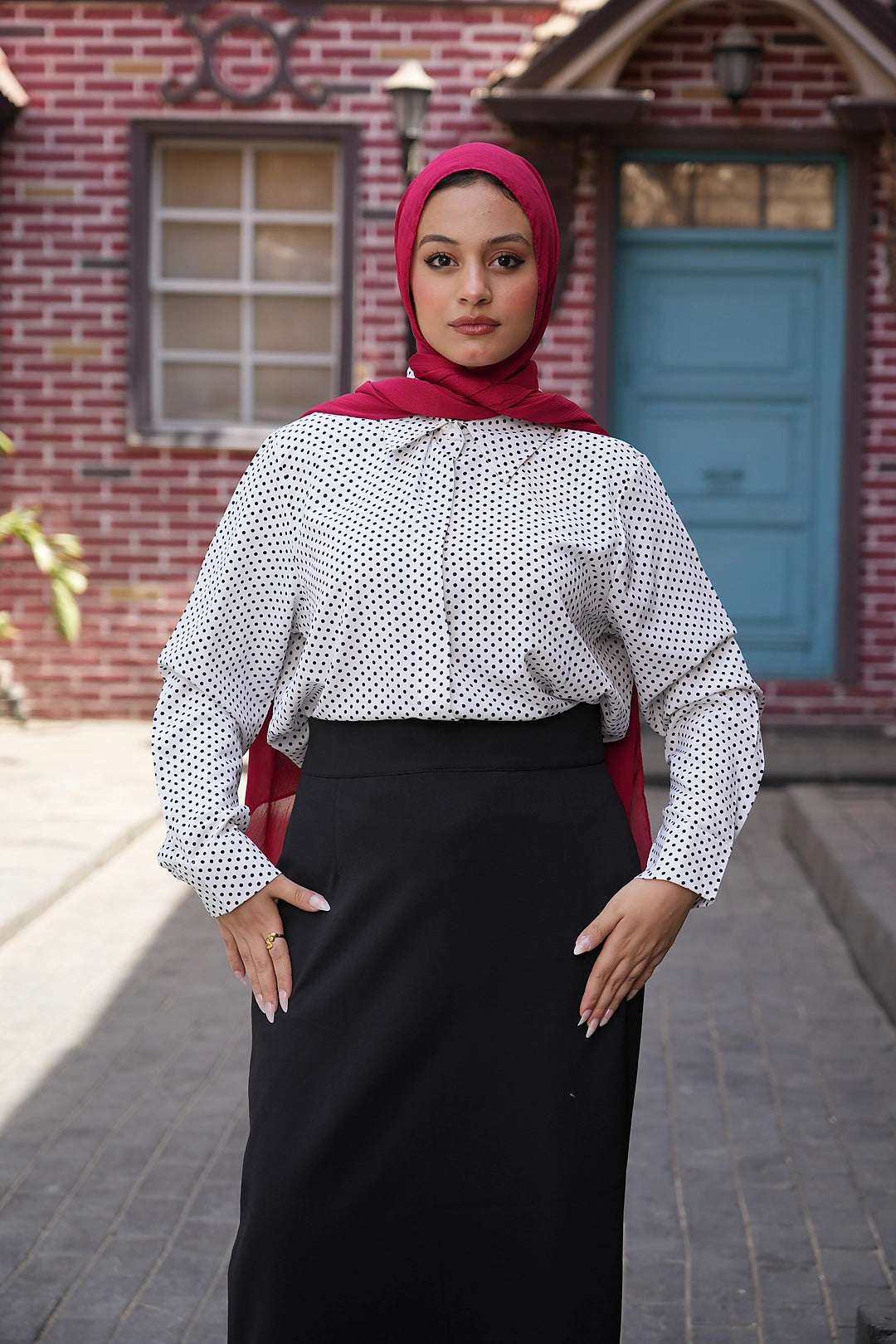 Polka Dot White Cotton Shirt