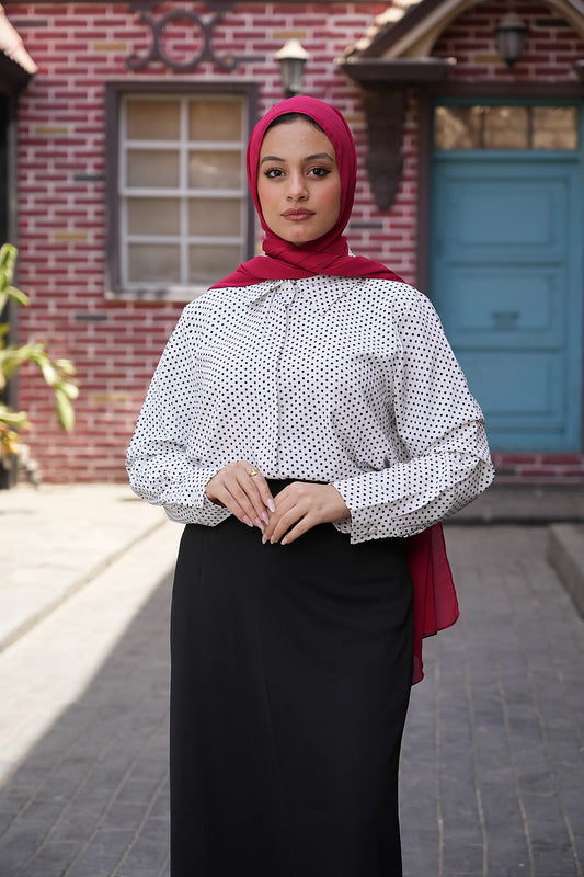 Polka Dot White Cotton Shirt