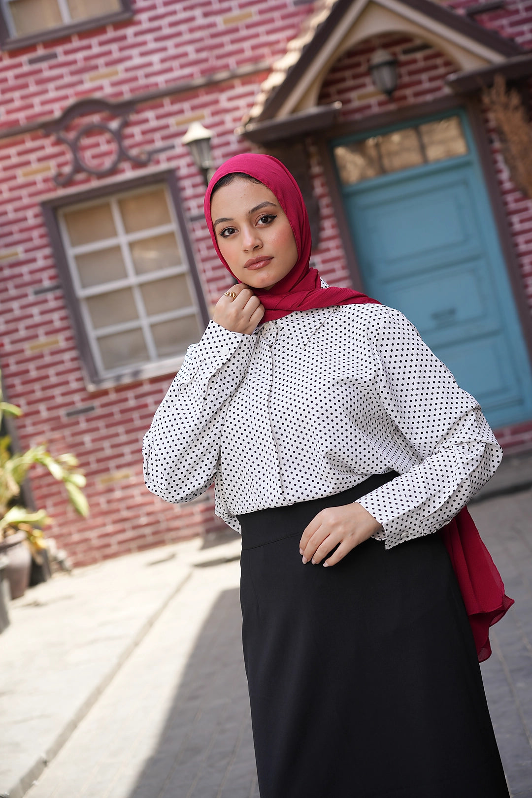 Polka Dot White Cotton Shirt