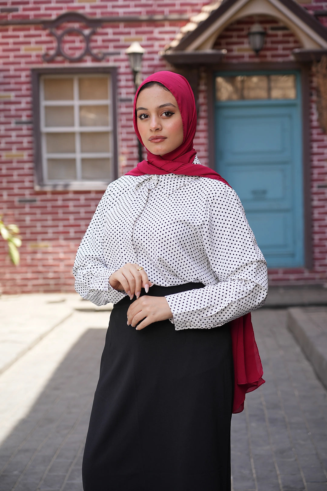 Polka Dot White Cotton Shirt
