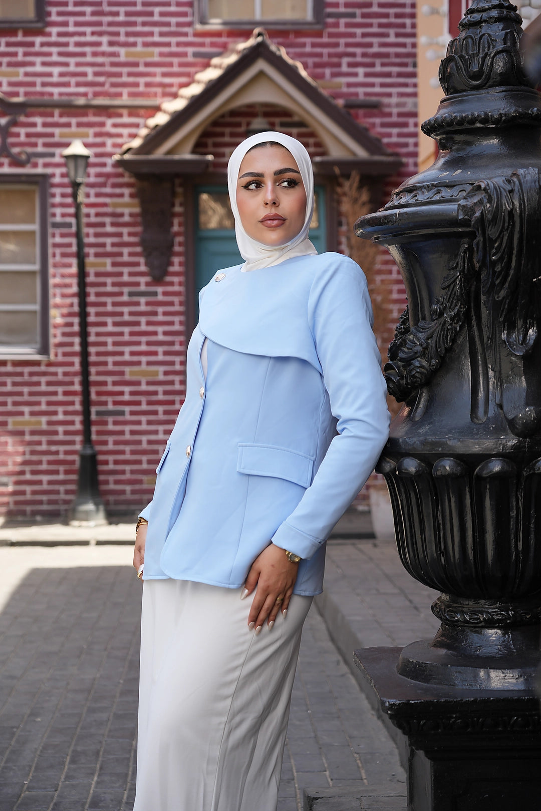 Royal curve pastel blue blazer